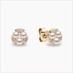 Yoko London - Sleek Akoya Pearl and Diamond Stud Earrings In Yellow Gold